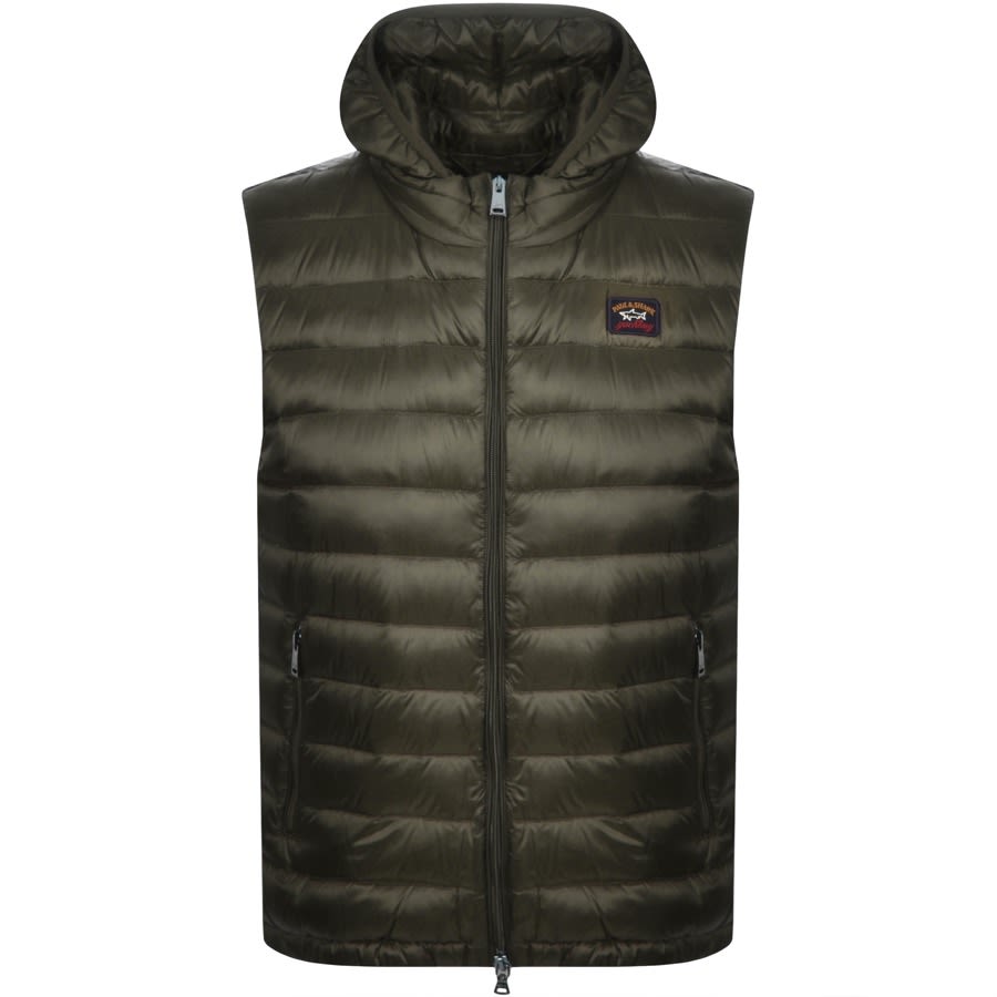 Alternative Image for ProductPaul And Shark Padded Hooded Gilet Green1
